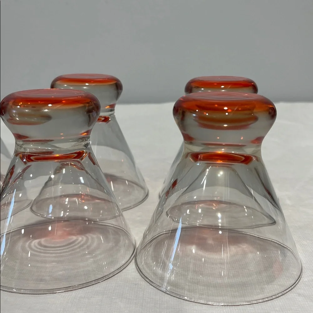Crate & Barrel DIZZY Red Footed Cocktail Martini Cosmo Glasses Set 6 MCM style